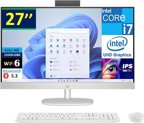 HP All-in-One 27 School & Business All-in-One 27 "Display FHD (Intel I7-1355U ، 64GB DDR4 ، 8TB PCIe SSD ، Intel UHD ، WiFi 6 ، Webcam ، Bluetooth 5.3 ، Win 11 Pro) حقيبة الظهر الممتازة in Kuwait