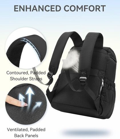 BOSTANTEN Women's Puffer Backpack, Versatile College Laptop Backpack with RFID Pocket, Water Resistant Casual Travel Daypack, Black in Saudi Arabia