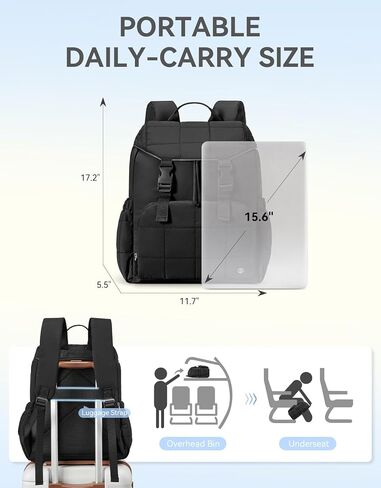 BOSTANTEN Women's Puffer Backpack, Versatile College Laptop Backpack with RFID Pocket, Water Resistant Casual Travel Daypack, Black in Saudi Arabia
