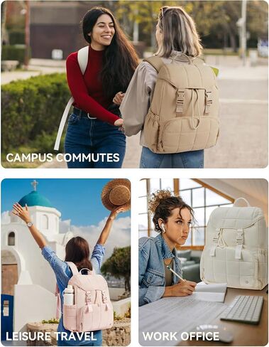 BOSTANTEN Women's Puffer Backpack, Versatile College Laptop Backpack with RFID Pocket, Water Resistant Casual Travel Daypack, Black in Saudi Arabia