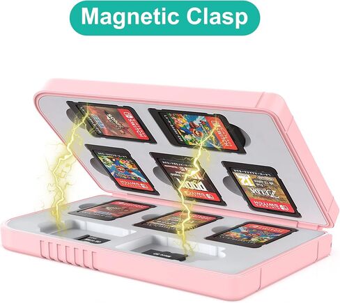 لعبة Leyu Smart Game Case لـ Nintendo Switch & Switch Lite ، وتخزين بطاقات لعبة Slot 10 و 10 Slot SD Card Protection و Slim and Portable (Pink) in Saudi Arabia