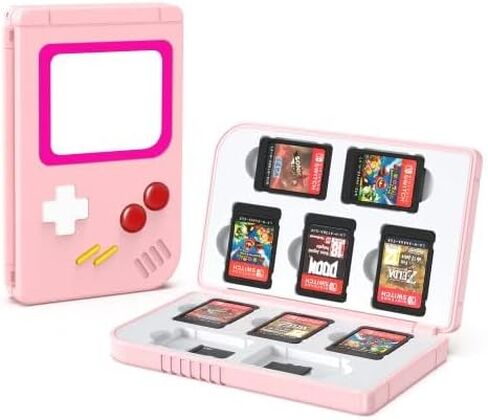 لعبة Leyu Smart Game Case لـ Nintendo Switch & Switch Lite ، وتخزين بطاقات لعبة Slot 10 و 10 Slot SD Card Protection و Slim and Portable (Pink) in Saudi Arabia