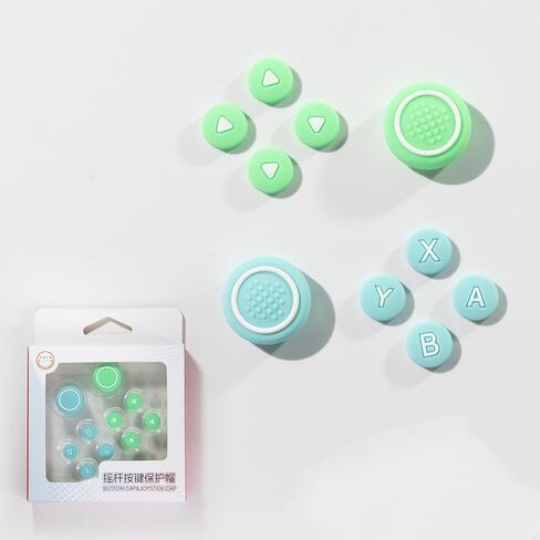 Silicone Thumb Grip Replacement for Nintendo Switch/Switch OLED D-Pad ABXY Button Sticker Cross Thumb Grips Sets (Green+Blue) in Saudi Arabia