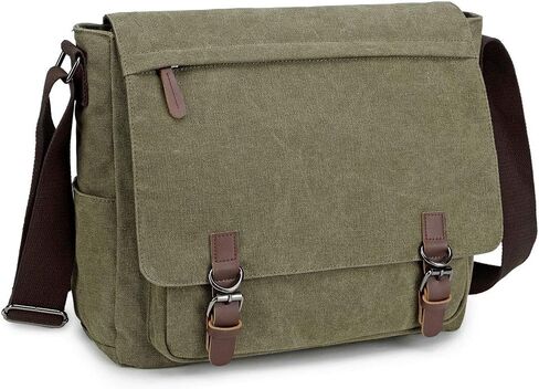 Messenger Bag for Men Retro, Canvas Satchel casual Briefcases Laptop Bag fit 13.3 15.6 Inch in Saudi Arabia