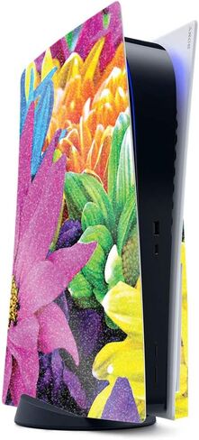 MightySkins Glossy Glitter Skin Compatible with PS5 / Playstation 5 - Lilies in Bloom | Protective, Durable High-Gloss Glitter Finish | Easy to Apply, Remove, and Change Styles | Made in The USA in Saudi Arabia