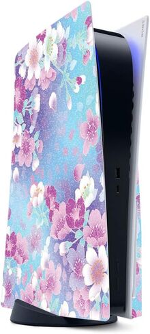 MightySkins Glossy Glitter Skin Compatible with PS5 / Playstation 5 - Lilies in Bloom | Protective, Durable High-Gloss Glitter Finish | Easy to Apply, Remove, and Change Styles | Made in The USA in Saudi Arabia
