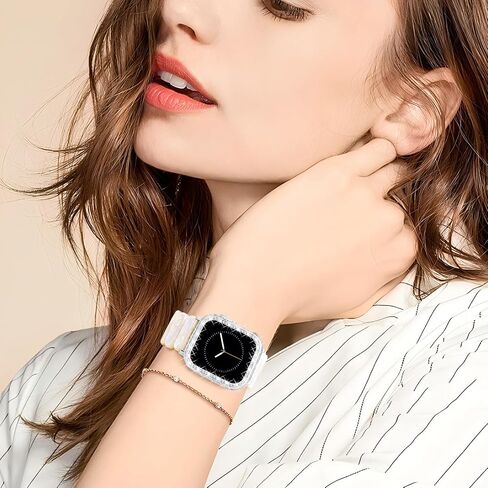 سوار راتنج السلحفاة المسدود و CASE متوافق مع Apple Watch Band 40mm 38mm 41mm 42mm 44mm 45mm النساء ، وأشرطة خفيفة الوزن لطيفة أزياء معصم مرنة لسلسلة IWatch 9 8 7 6 5 4 3 2 1 SE in Kuwait