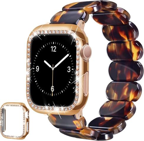 سوار راتنج السلحفاة المسدود و CASE متوافق مع Apple Watch Band 40mm 38mm 41mm 42mm 44mm 45mm النساء ، وأشرطة خفيفة الوزن لطيفة أزياء معصم مرنة لسلسلة IWatch 9 8 7 6 5 4 3 2 1 SE in Kuwait
