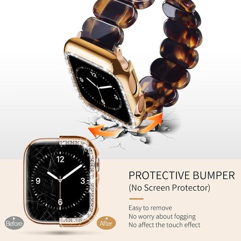 سوار راتنج السلحفاة المسدود و CASE متوافق مع Apple Watch Band 40mm 38mm 41mm 42mm 44mm 45mm النساء ، وأشرطة خفيفة الوزن لطيفة أزياء معصم مرنة لسلسلة IWatch 9 8 7 6 5 4 3 2 1 SE in Kuwait