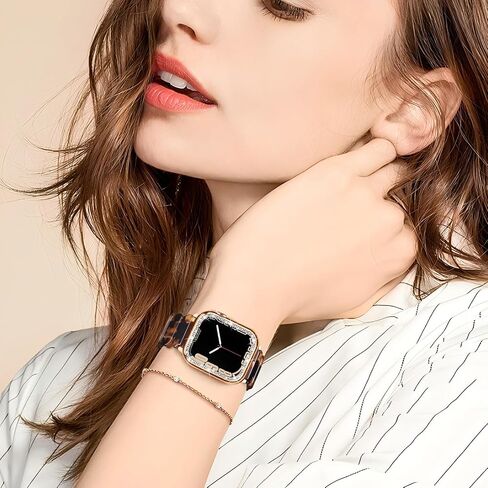 سوار راتنج السلحفاة المسدود و CASE متوافق مع Apple Watch Band 40mm 38mm 41mm 42mm 44mm 45mm النساء ، وأشرطة خفيفة الوزن لطيفة أزياء معصم مرنة لسلسلة IWatch 9 8 7 6 5 4 3 2 1 SE in Kuwait