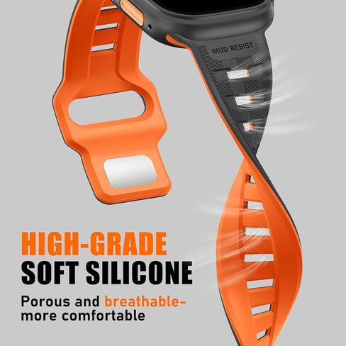 عصابات Hamile Sport متوافقة مع Apple Watch Ultra 2/Ultra Band ، عصابات Apple Watch للرجال 49 مم 45 مم 45 مم 44 مم 42 مم ، حزام سيليكون ناعم للتنفس المائي لـ IWatch Ultra Series 10 9 SE 8-1 in Kuwait