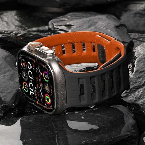 عصابات Hamile Sport متوافقة مع Apple Watch Ultra 2/Ultra Band ، عصابات Apple Watch للرجال 49 مم 45 مم 45 مم 44 مم 42 مم ، حزام سيليكون ناعم للتنفس المائي لـ IWatch Ultra Series 10 9 SE 8-1 in Kuwait