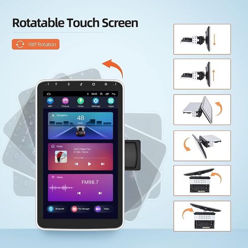 CAMECHO 2+64G 10.1" Rotatable Single Din Car Stereo with Wireless CarPlay Wireless Android Auto, Android 13 Radio Touchscreen Car Radio with Bluetooth, GPS, WiFi, Bluetooth, FM/RDS + Rear Camera + MIC in Saudi Arabia