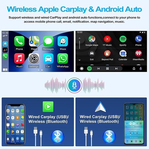 CAMECHO 2+64G 10.1" Rotatable Single Din Car Stereo with Wireless CarPlay Wireless Android Auto, Android 13 Radio Touchscreen Car Radio with Bluetooth, GPS, WiFi, Bluetooth, FM/RDS + Rear Camera + MIC in Saudi Arabia