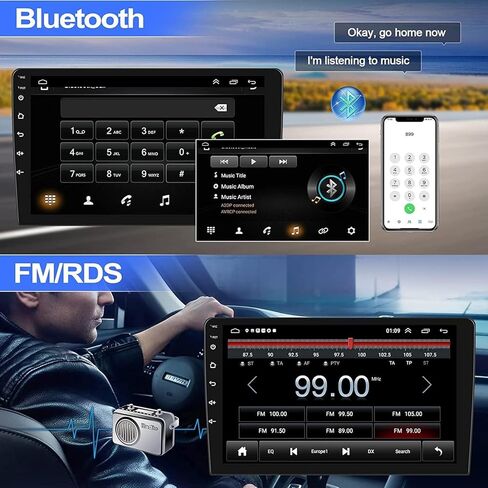 CAMECHO 2+64G 10.1" Rotatable Single Din Car Stereo with Wireless CarPlay Wireless Android Auto, Android 13 Radio Touchscreen Car Radio with Bluetooth, GPS, WiFi, Bluetooth, FM/RDS + Rear Camera + MIC in Saudi Arabia