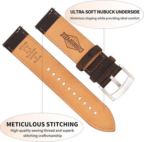 Leather Watch Bands Quick Release, Vintage Elegant Top Grain Leather Watch Band Straps Replacement for Men and Women, Watch and Smartwatch, Choice of Width - 18mm 19mm 20mm 21mm 22mm in Kuwait