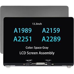 13.3in Screen Replacement for MacBook Pro A2159 A2289 A1989 A2251 EMC 3214 EMC 3358 EMC 3348 EMC 3456 EMC 3301 True Tone 2018 2019 2020 Retina LCD Display Assembly Kit 661-10037 (Gray)