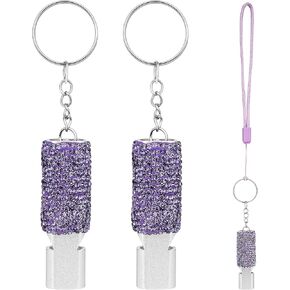 2 Pack Bling Purple Whistle, Whistle for Coaches with Lanyard, Coaches Referee Sports Whistles, Loud Metal Sports Whistle Sets for Coaches, Referees, and Hikers
