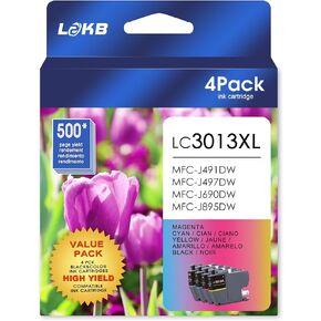LC3013 Ink Cartridges BK/C/M/Y Ink Cartridges Replacement for Brother LC3013XL LC-3013 LC3011 LC-3011 Work with Brother MFC-J491DW MFC-J497DW MFC-J690DW MFC-J895DW Printer