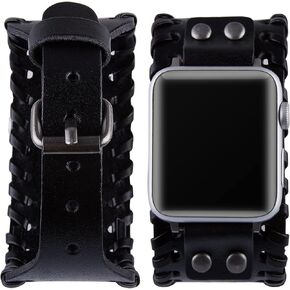 Designer Luxury Watch Band Compatible with Apple Watch Band 45mm 44mm 42mm for Men Women, Dressy Leather Vintage Replacement Strap Classic Bands for iWatch SE Apple Series /7/6/5/4/3/2/1