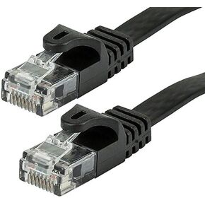 Monoprice Cat6 25ft Black Flat Patch Cable UTP 30AWG 550MHz Pure Bare Copper Snagless RJ45 Flexboot Series Ethernet Cable