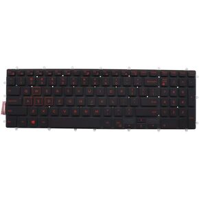 Abakoo New Keyboard Replacement for Inspiron 15 Gaming 7566 7567 Inspiron 15-7566 7567 5567 5565 5568 5570 5575 7566 Keyboard US Backlit Red 03R0JR