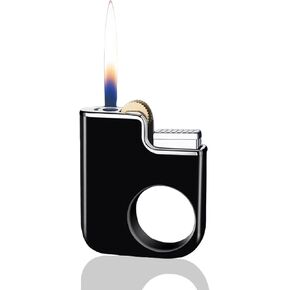 Creative Ring Buckle Lighter, Refillable Butane Lighters, Lighters for Men, Cool Lighter, Funny Lighters, Portable Gas Soft Flame Inflatable Lighter, Men's Gift (No Gas) (Black)