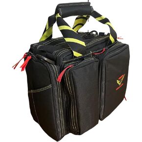 Aerovolution Pilot Flight Bag, Multiple Pouches, Waterproof Nylon, Shooting Bag, Integrated Glasses Case, Top Gun Bag Black/Yellow/Red, Black, Yellow and Red, Modern