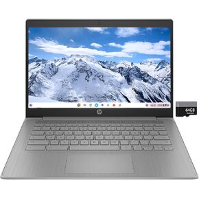 HP Chromebook 14" HD Laptop PC for College Students and Business, Chrome OS, Intel Celeron N4120 Processor, 4GB RAM, 64GB Storage, Bluetooth, Wi-Fi, Modern Gray, Alpacatec 64GB Card