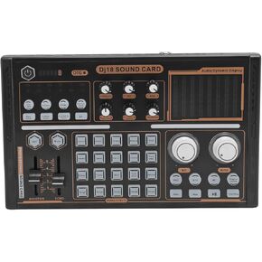 DJ18 Sound MixerLive Sound Card with Noise Reduction Effects, Support 48V Condenser Microphone for Creative Streams