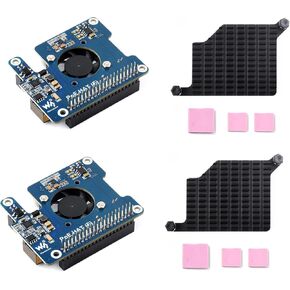 2PCS PoE HAT (F) Compatible with Raspberry Pi 5/Compute Module 5, Pi5 Power Over Ethernet HAT with Metal Heatsink and Onboard Cooling Fan, Supports 802.3af/at Network Standard