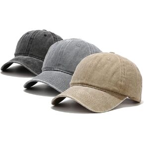 Umeepar 3 Pack Baseball Cap Vintage Distressed Low Profile Unstructured Plain Cotton Dad Hat Adjustable for Women Men