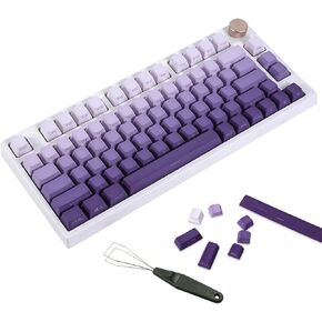 134 Keys Gradient Purple Keycaps, Side Print Shine Through PBT Keycaps, OEM Profile Double Shot Dying Keycaps, Custom Cool Cherry MX Keycaps Set for ANSI/ISO Mechanical Gaming Keyboard