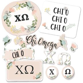 Desert Cactus Chi Omega Sticker Classic Floral Decal Laptop Water Bottle Car (Sheet C. Floral)