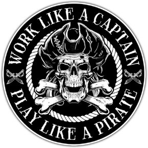 (3pcs) Work Like a Captain, Play Like a Pirate Sticker for Kids, Water Bottle Stickers Waterproof Vinyl Phone Decal, Skateboard Stickers, Book Sticker(3in)
