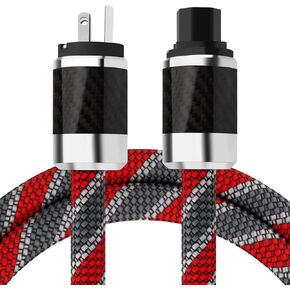 Monosaudio 12AWG Audio Power Cable 125V 15A Hi-End Audiophole Power Cord Rhodium Plated Plugs AC Power Cable Braided Sleeves Power Line for Audio,Speaker,Subwoofer,Turntable,Amplifier,DAC(1.5M/4.9Ft)