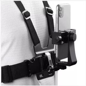 DovzS. Mobile Phone Chest Strap Holder.Сompatible with GoPro for VLOG/POV, with iPhone 13 12 11 Pro Max Plus, Samsung, GoPro Hero 9, 8, 7, 6, 5, OSMO Action, AKASO, (4 to 7 inches).