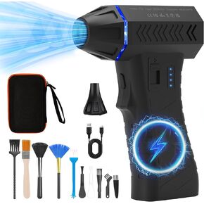 Compressed Air Duster, 130000RPM High-Speed Rechargeable Electric Air Duster with 3 Adjustable Speeds, Turbo Fan for Home, Car, Computer Keyboard Dust Cleaning and Outdoor Snow Removal