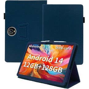 Case for TUOHAITIME C5/JIKOCXN C5 Android 14 Tablet 11 Inch 2024 Upgraded Version，Premium Leather Business Folio Stand Cover with Hand Strap for Tablet,Blue.