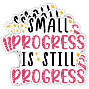 (3Pcs) Small Progress is Still Progress Sticker Funny Sarcastic Quotes Inspirational Motivational Vinyl Decal for Tumbler Laptop Kindle Water Bottles Books Phone - Size 3x2.8 Inches