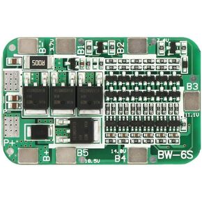 Oumefar 6S Lithium Battery Board, 6S 15A 25V PCB Battery Board with Balance Charging, Lithium Battery Charger PCB Board