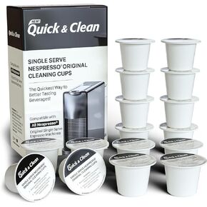 Quick & Clean 16-Pack Cleaning Pods Compatible with Nespresso Original Single Serve Espresso Machines - Removes Stains, Non-Toxic and Eco-Friendly