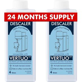 New England Stories Nespresso Compatible Descaling Solution, Fits All Models, 2 Bottle Coffee Machine Descaler, Total 8 Uses Descaling kit