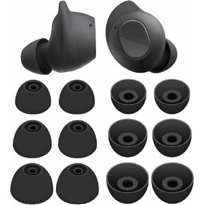 6 Pairs Galaxy Buds FE Ear Tips Buds Eartips, S/M/L Replacement Soft Silicone Rubber Flexible Gel Earbuds Earplug Fit in Case Compatible with Samsung Galaxy Buds FE 2023 Release - Black