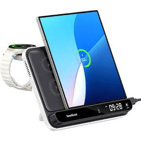 Wireless Charger for Samsung Watch and Z Fold, 30W Fast Charging Station for Samsung Z Fold 6/5/4/3/2/1, Foldable Charger Stand for Galaxy Watch 7/Ultra/6/5/4/3, SwanScout 710FS