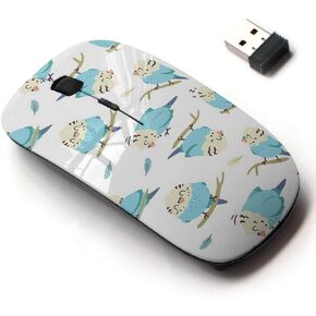2.4G Wireless Mouse with Cute Pattern Design for All Laptops and Desktops with Nano Receiver - Budgie Parrot