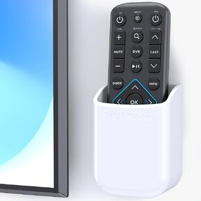 TotalMount Universal Remote Control Holder – Attaches to Wall or Back of TV – Compatible with All TV Remotes (Premium White, Medium)