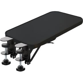 Desktop Extender Tray-Table Mount Arm Wrist Rest Shelf 10" L x 6.9" W inch Clip on Expansion Platform- Foldable Tray for Elbow Support- Including Adjustable clamp-﻿ Table Mount