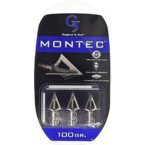 G5 Montec Archery Hunting Durable Sharp Fixed Blades Steel 1-Piece Construction Screw-in Broadheads for Bow Arrows - Pack of 3