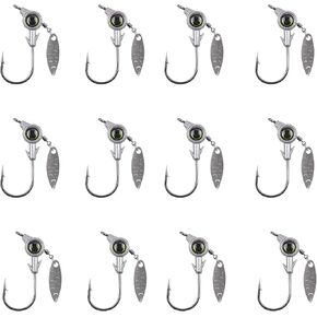 Swimbait Jig Head Jigs - 12pcs صيد الأسماك يرقصون الصيد أسفل الرقصات الطعم مع شفرات الدوران للباس